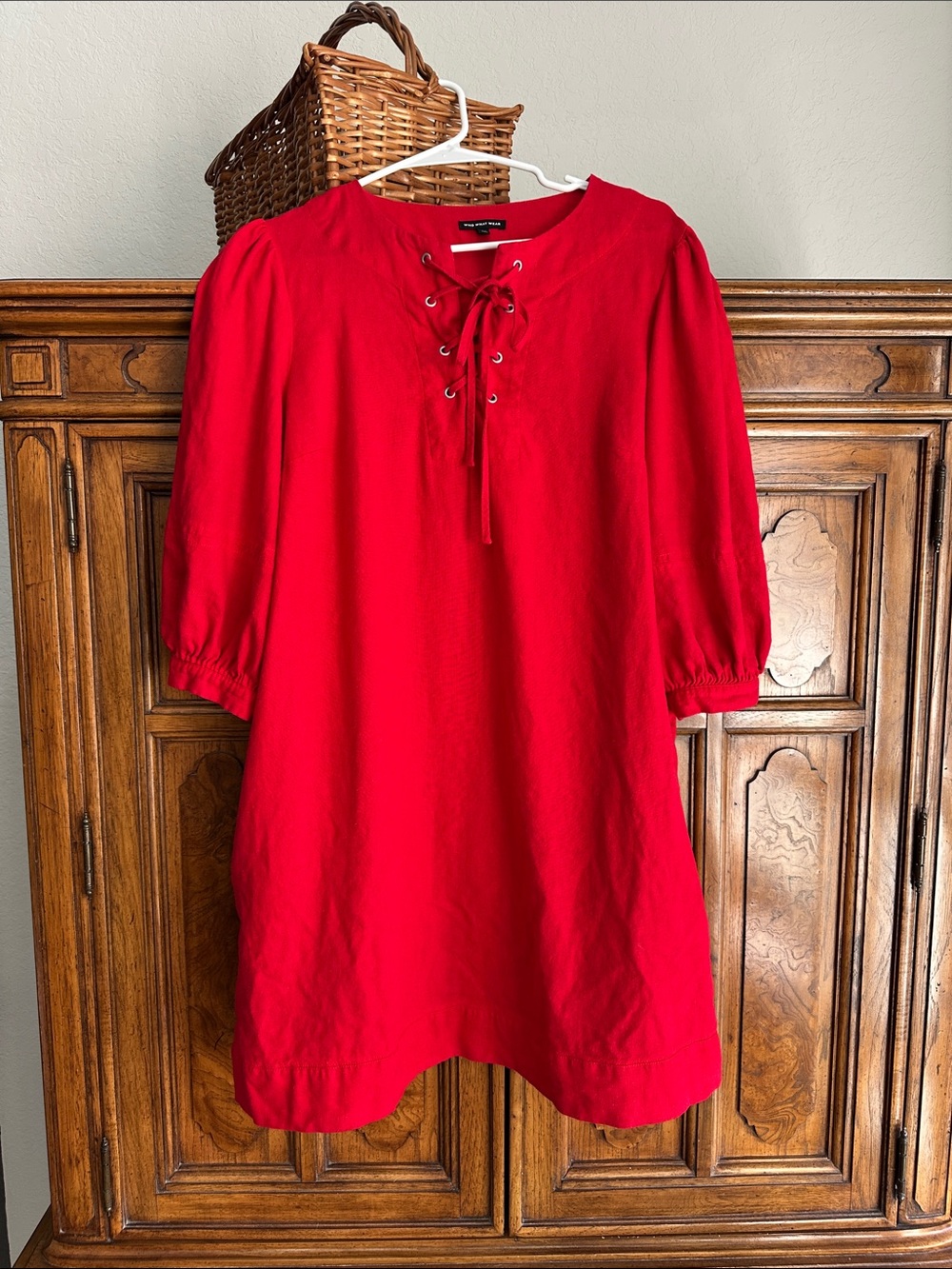 Who What Wear Red Lace-Up Mini Dress
